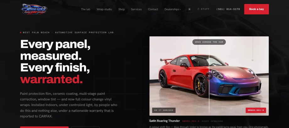 Public AutoWax website shown in MarsBazaar’s portfolio